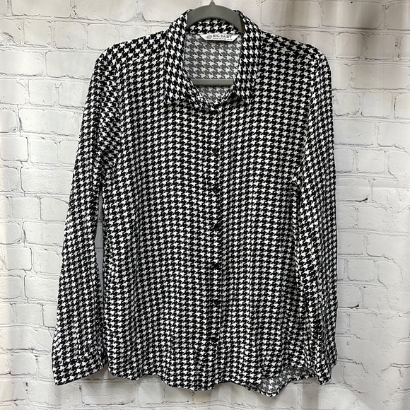 Big Dart houndstooth print Eur size 48-L/XL button up top - Picture 1 of 8
